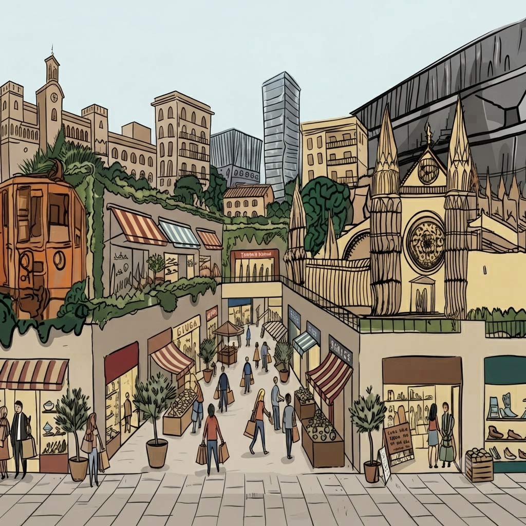 Ilustracion comercio Mallorca Afedeco